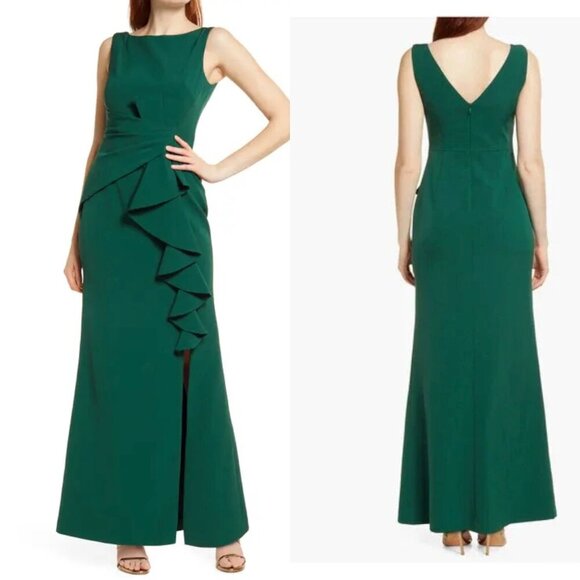 Eliza J Sleeveless Ruffle Front Gown - Picture 1 of 7